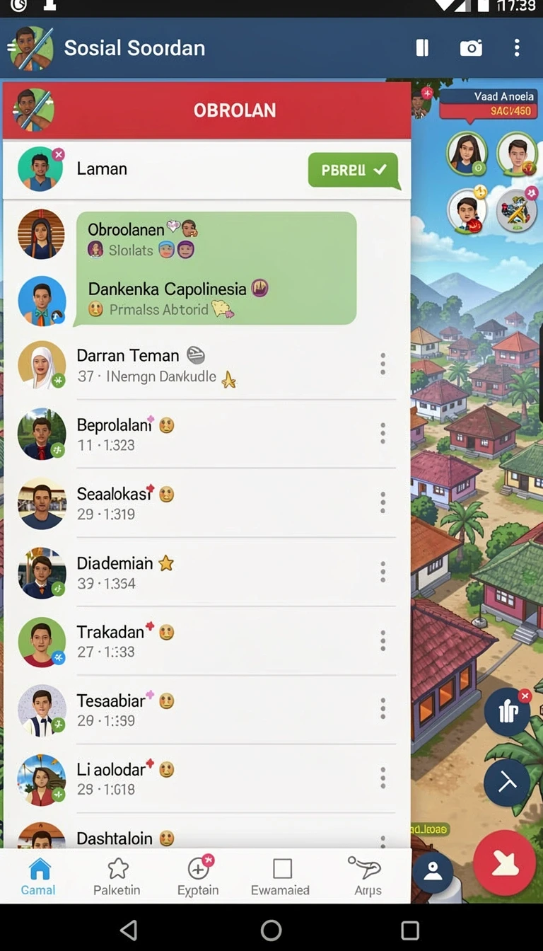 okjk - Fitur sosial untuk berinteraksi dengan pemain lain.